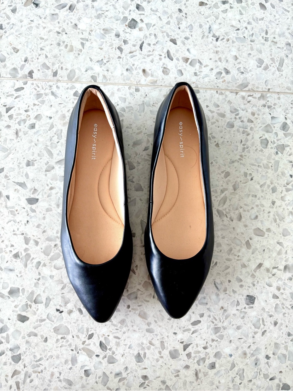Easy Spirit Black Pointed-Toe Slip-On Flats